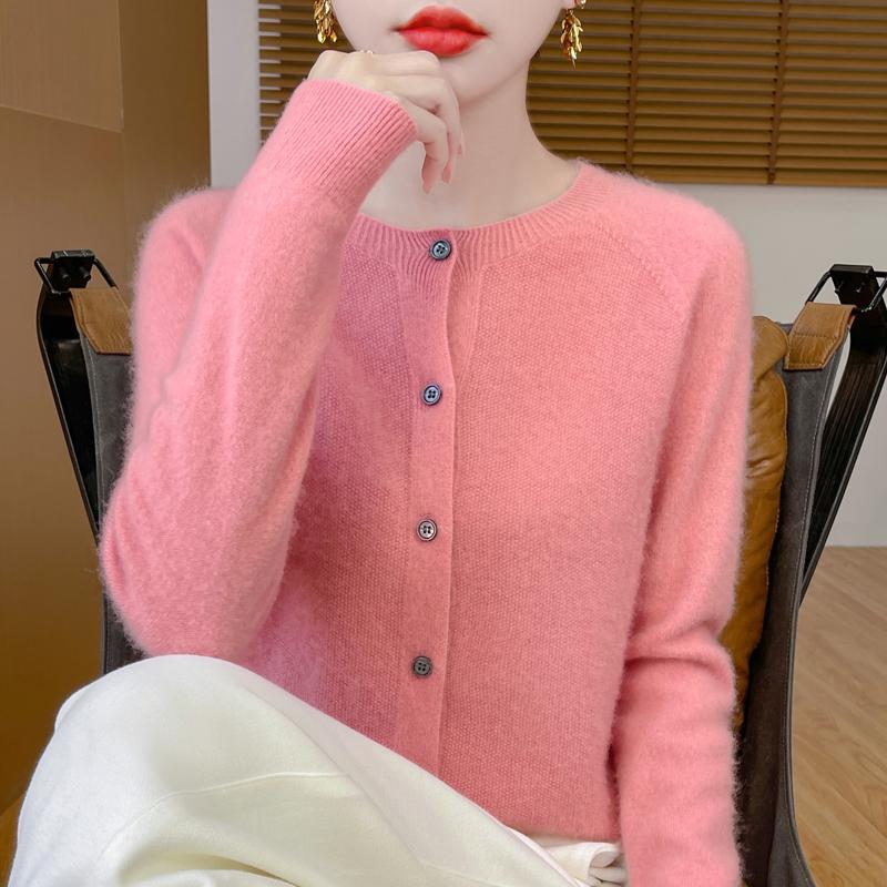 Qinghe Cashmere Women's 30% Cashmere Cardigan - Soft & Warm Wool Blend Sweater