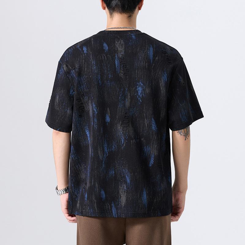 New Summer Retro Short-sleeved T-shirt Men's Casual Heavy Loose Large-size Top