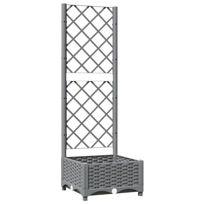 VidaXL Planter with Trellis Light Grey 40x40x121.5 Cm PP 153269