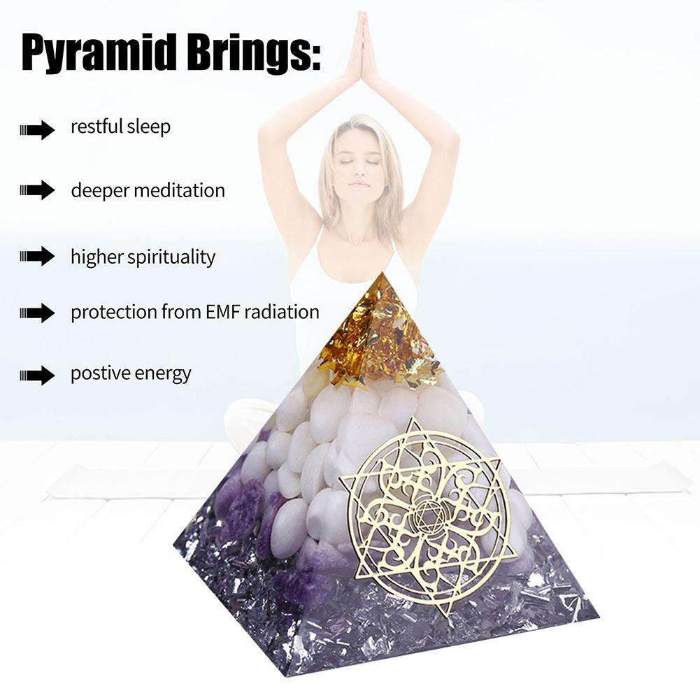 Natural Stone Crystal Orgonite Pyramid Reiki Chakra Healing Gemstone Tower Bedroom School Office Decorations Gifts