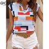 QICED Women's Fashion Casual Short Sleeve V Neck Blouses & Shirts