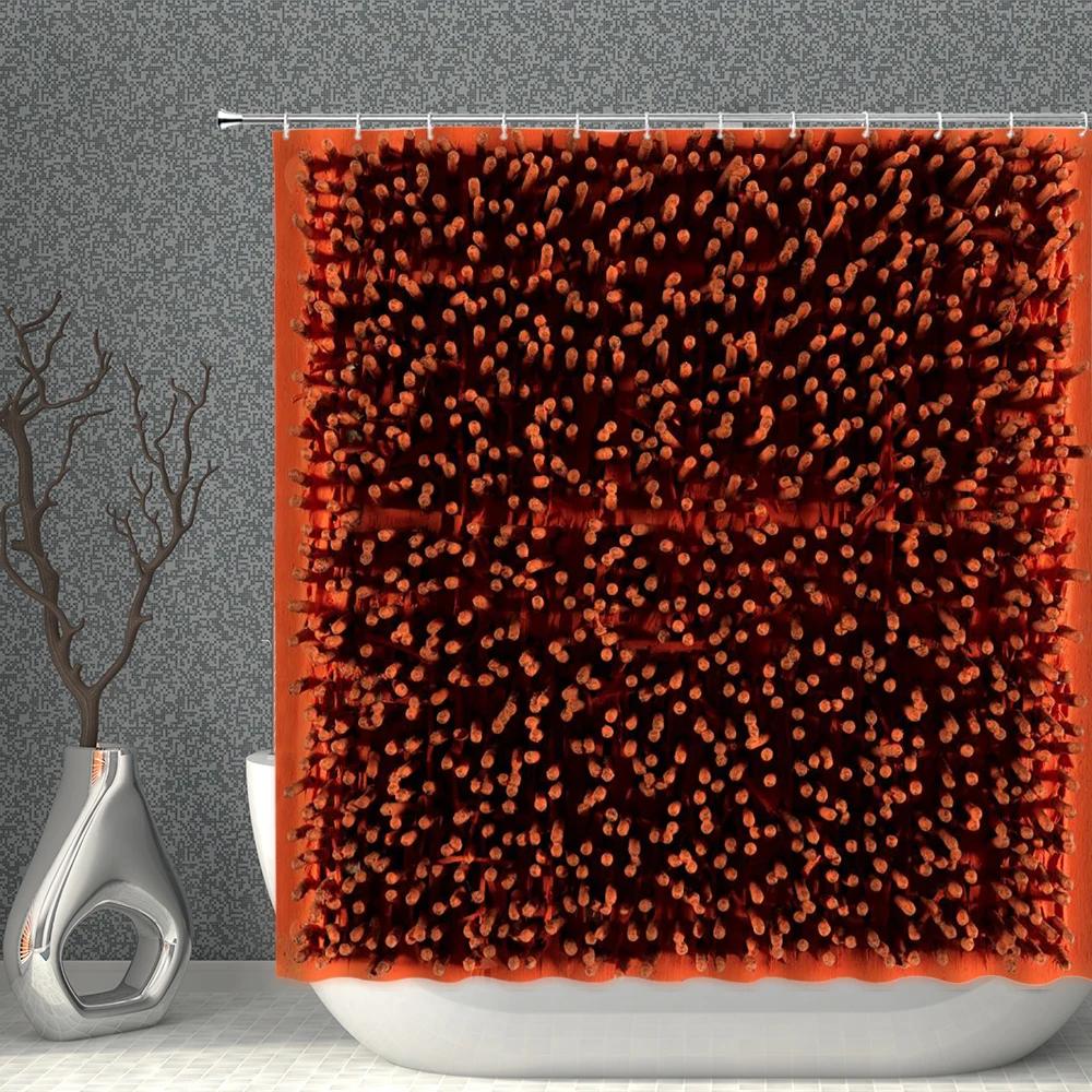 Straw Weave Shower Curtains Waterproof Wood Grain Stone Pattern Golden Cloth Bath Curtain Set Multi-size Screen For Bathroom