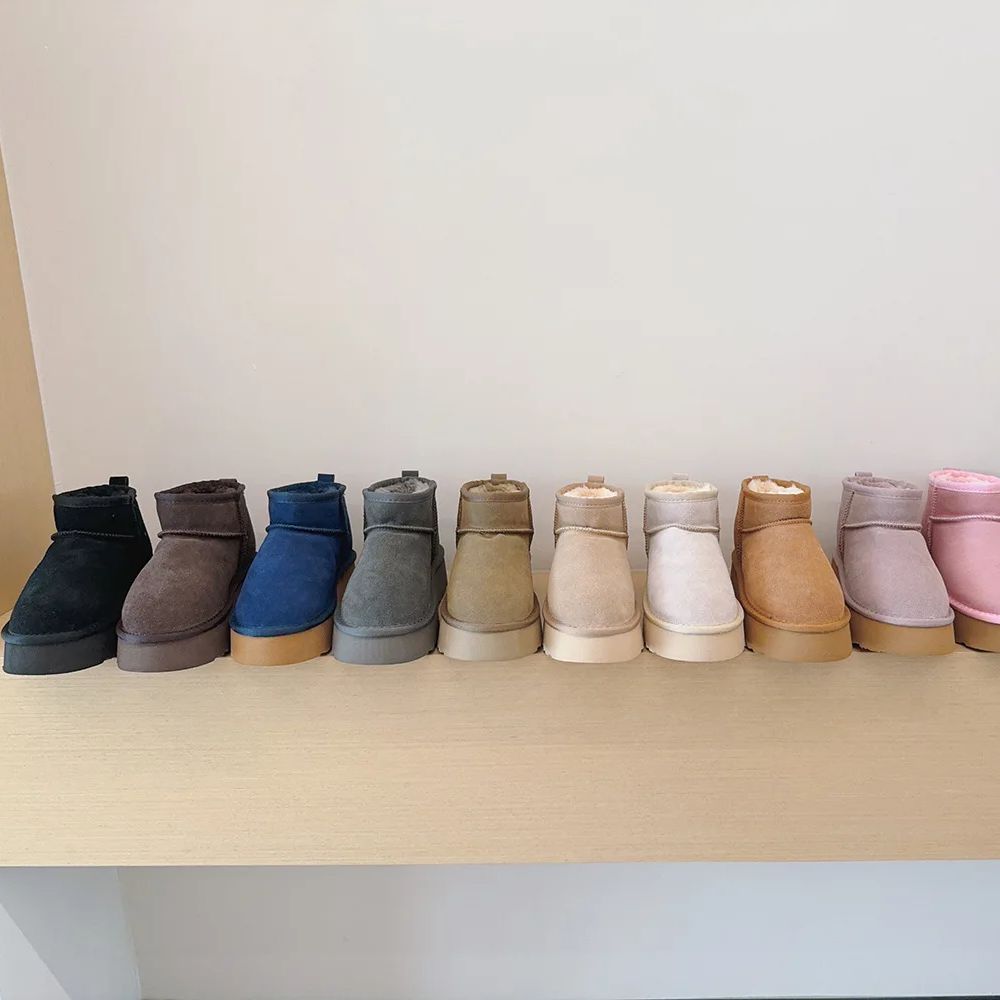 Classic Ultra Mini Women Platform Boots Leather Suede Comfort Winter Warm Fur Slippers Shoes 2026 New Design Man Short Snow Boot