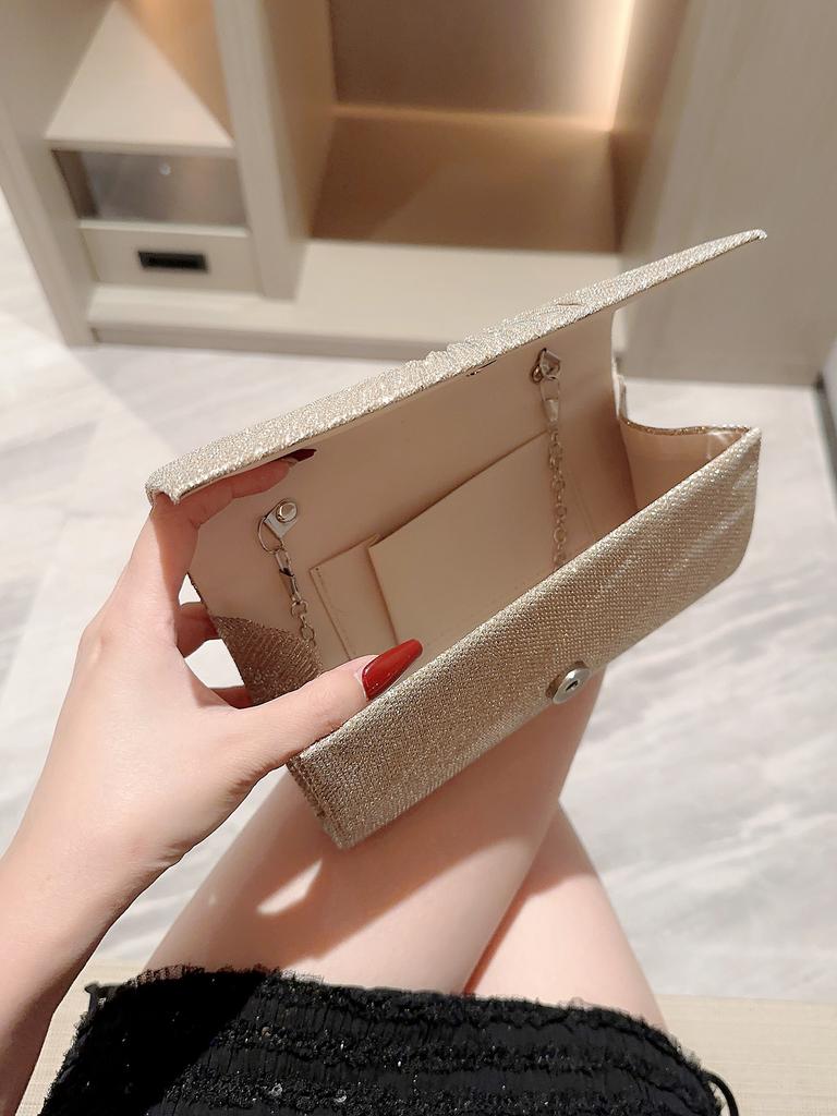 Women's Classic Pleated Design Sparkling Evening Bag Mini Clutch Banquet Bag Dress Bag Party Bag Evening Bag Chain Bag