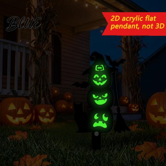 Spooky Garden Figures Halloween Ghost Stake Glow-in-The-Dark Yard Sign Pumpkin Luminous Lawn Ornaments Scarecrow Acrylic Decoration for Pathway