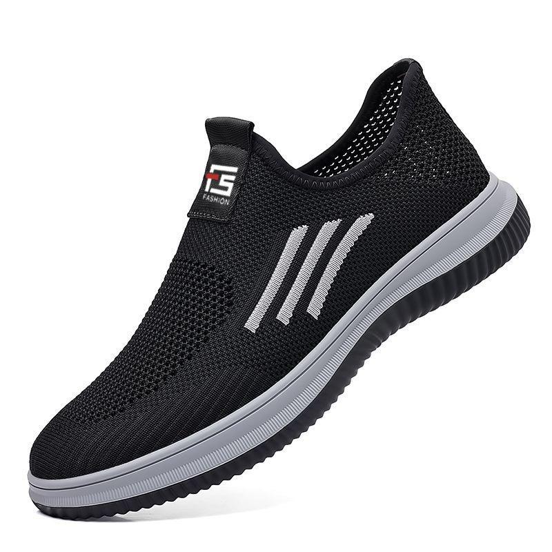 Men's shoes comfortable lazy shoes casual shoes men's flying woven mesh breathable sports shoes