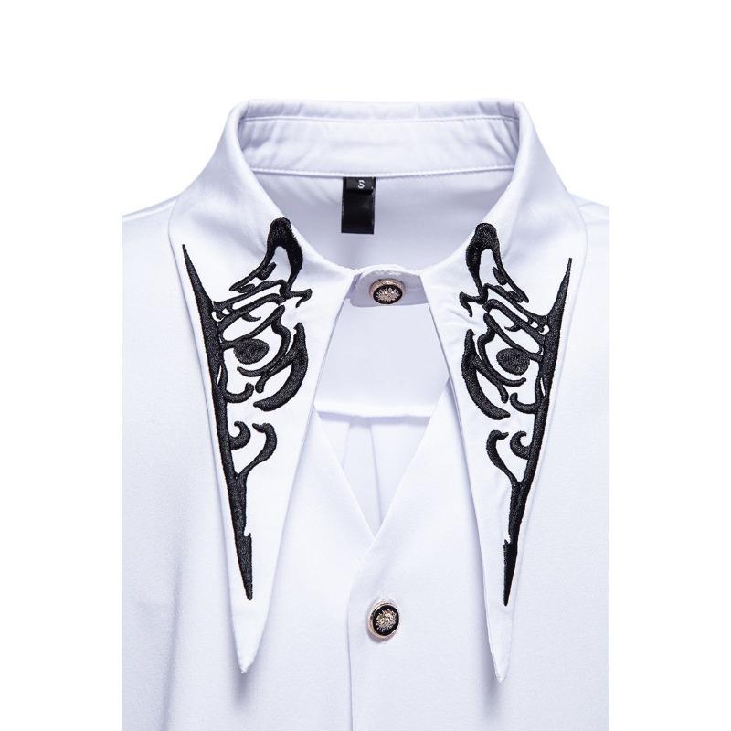Men's Casual Fashion Embroidered Shirt Shirt Slim Long Sleeve Embroidery