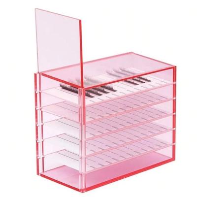 1/5 Layers Eyelash Extensions Storage Box Lash Stripes Tile Transparent False Eyelashes Storage Box Dust-proof Cover Lash Holder