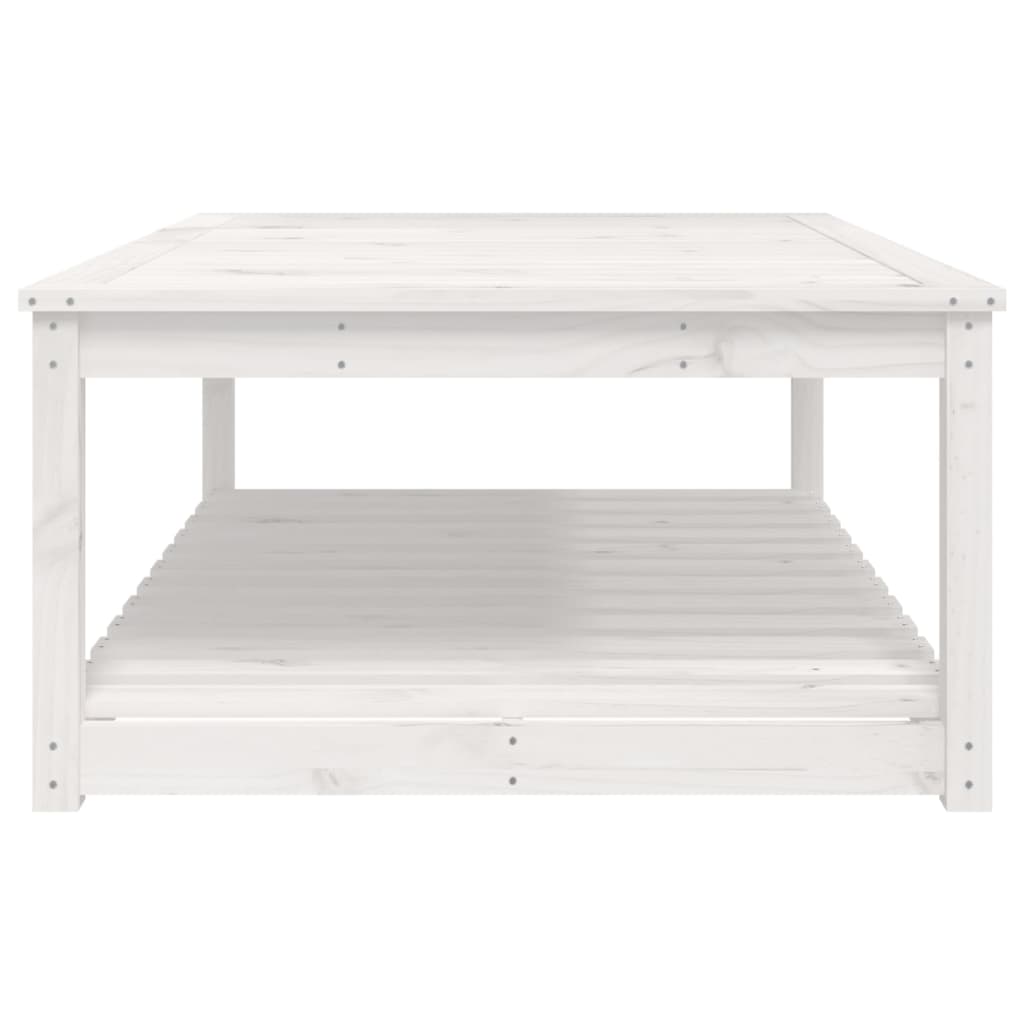 Vidaxl Garden Table, White, 121X82.5X45 Cm, Solid Pine Wood