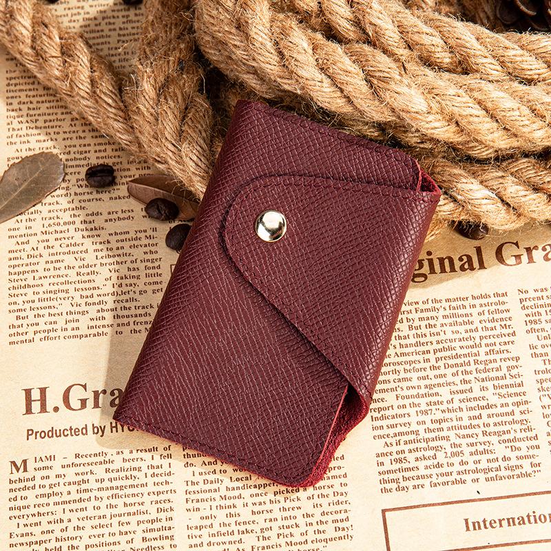 

Multi-Color Leather Key Bag Unisex First-Layer Cowhide Car Universal Keychain Card Cover бордовый
