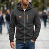 Men's Zip-Up Hoodie with Multiple Pockets, Casual Long Sleeve Sweatshirt