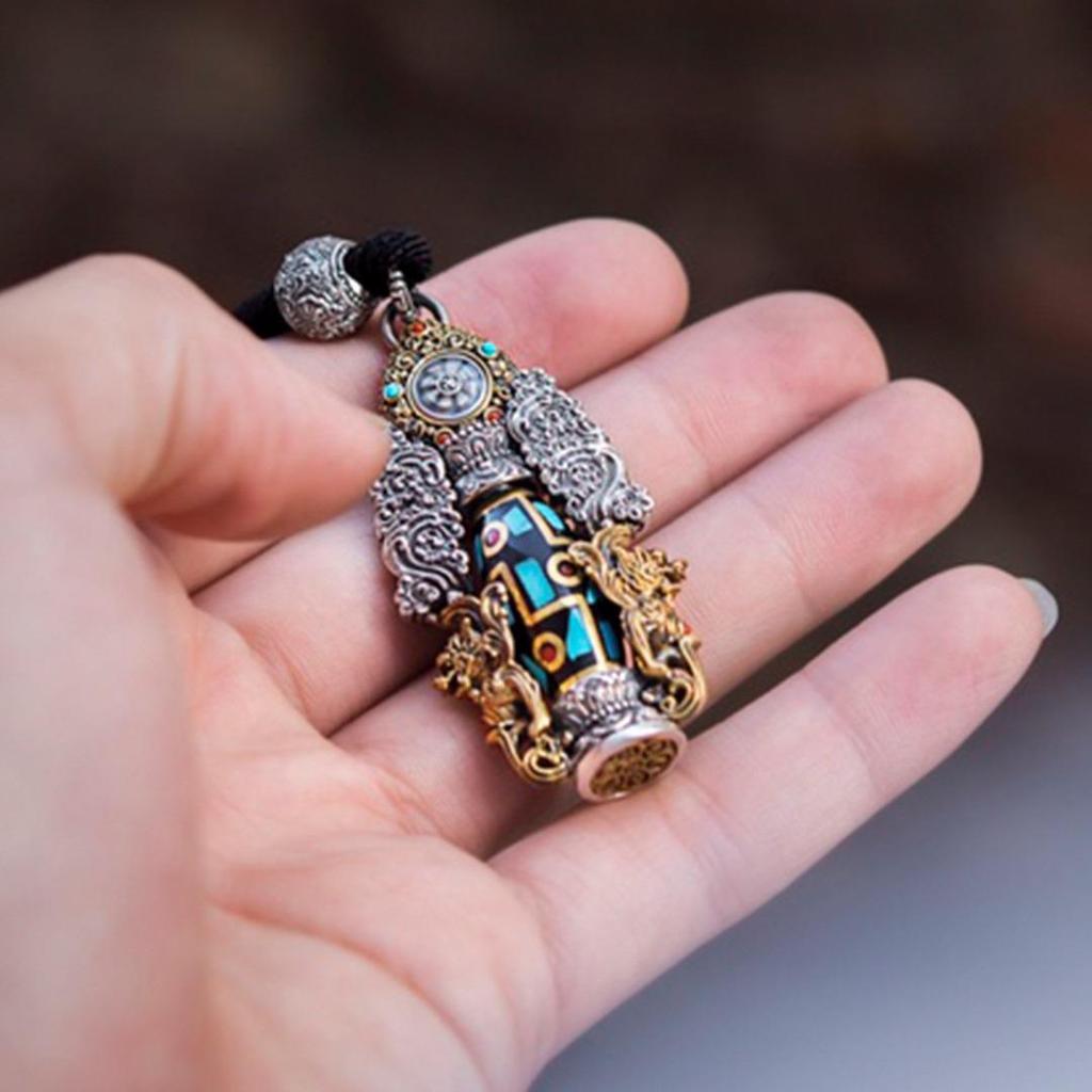 Collana Pendente da Uomo Dzi a Nove Occhi del Buddha Amitabha - Amuleto Protettivo Retrò
