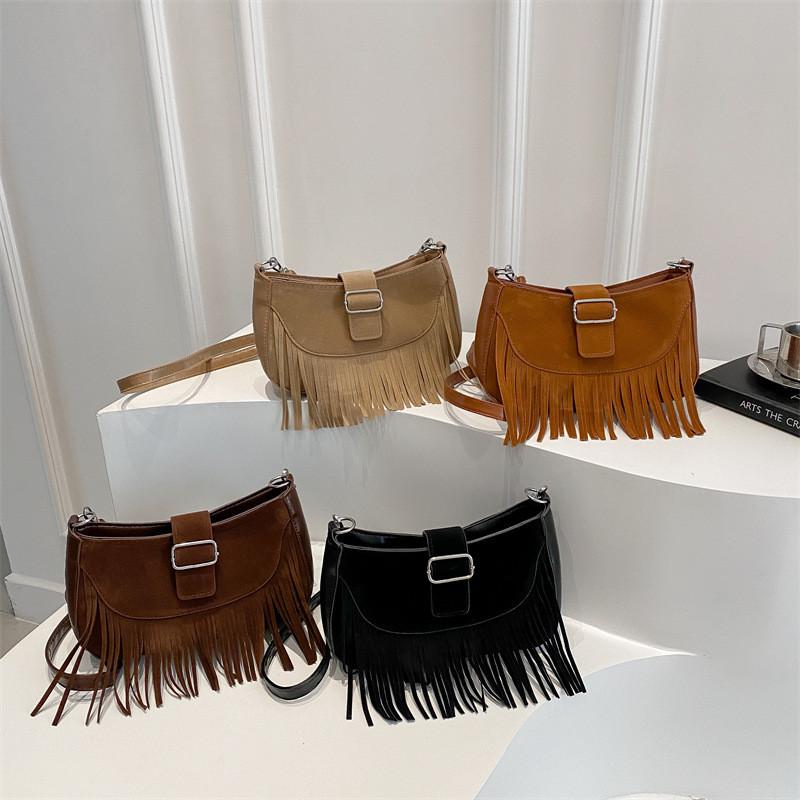 Fashion Suede Tote Bag With Fringes For Travel And Casual Use