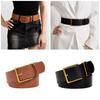 Vintage Wide Waist Belt Big Buckles Leather Strap Ladies Dress Waistbands for Jeans and Dresses