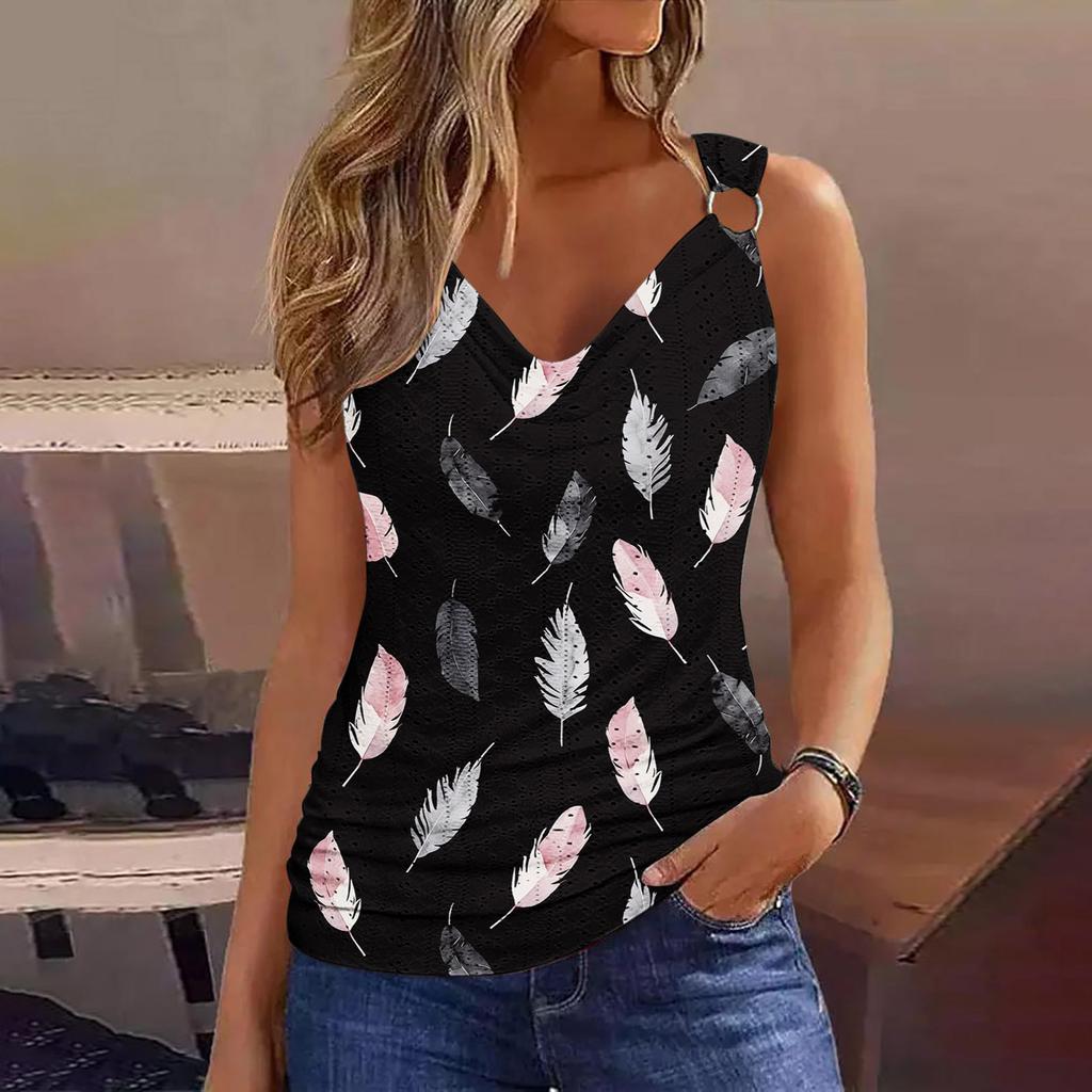 Women Casual Loose Shirts Cold Shoulder Shirts Sleeveless Cute Tops Camisole Tee Tank