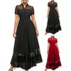 Women Summer Dress Mesh Dot Pattern V Neck Chiffon Slim Large Hem
