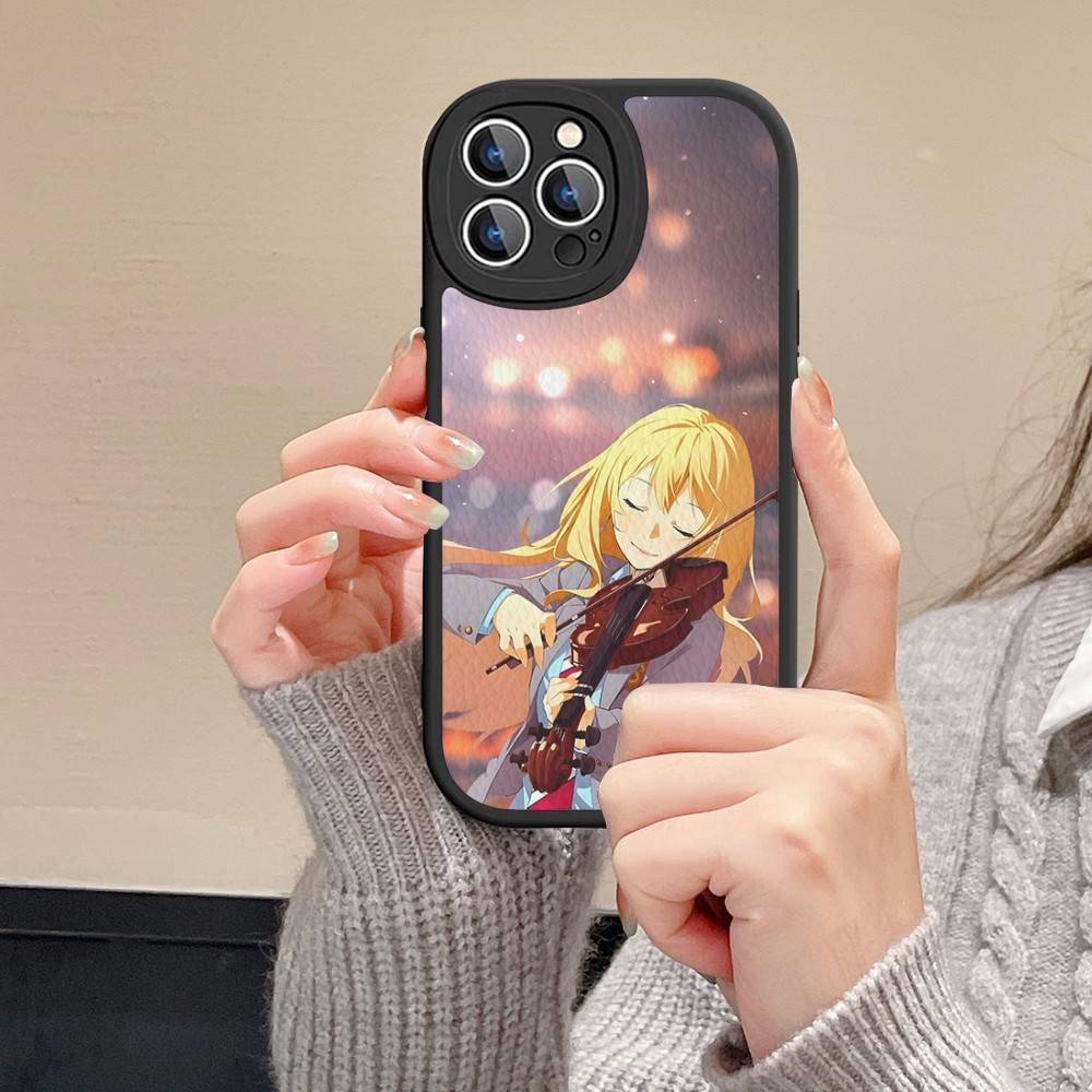 Your Lie In April Phone Case For IPhone 16 15 14 11 12 13 Pro Max Plus Back Leather Shell