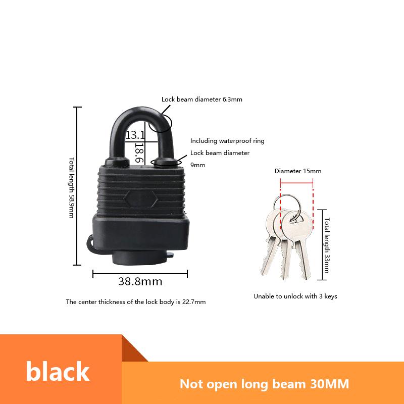 

1Piece Rubber Shell Anti-rust Padlock Outdoor Waterproof Anti-theft Lock Balcony Window Lock Courtyard Door Long Beam Large Lock