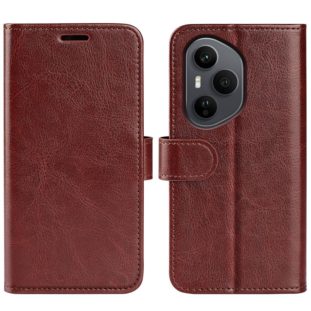 

For Honor 400 Pro 5G (Global) Case Crazy Horse Texture Stand Leather Phone Cover Brown