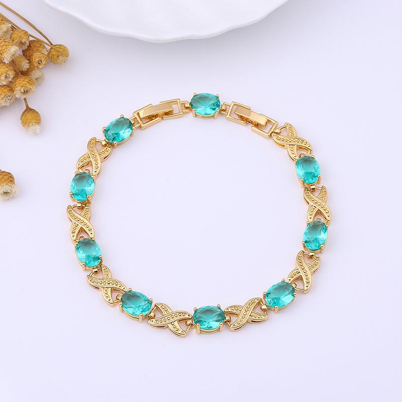 24K Hellgrüner Zirkon Damen Nischenarmband Klein Frisch Damenarmband