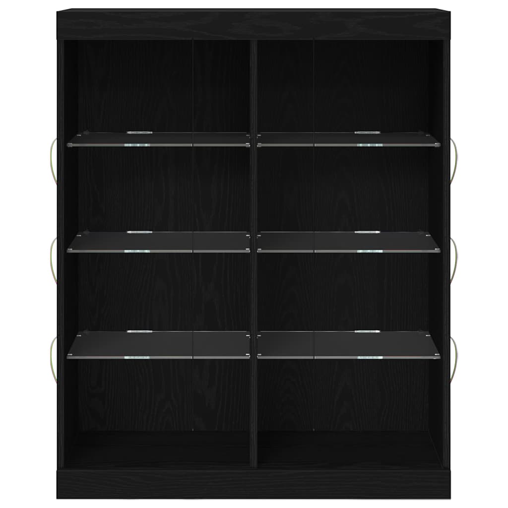 LED Sideboard Black Oak 81 X 37 X 100 Cm Engineered Wood