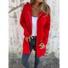 2025 Autumn Winter Women's Long Sleeve Hooded Loose Fashion Casual Mid-Length Cardigan Coat