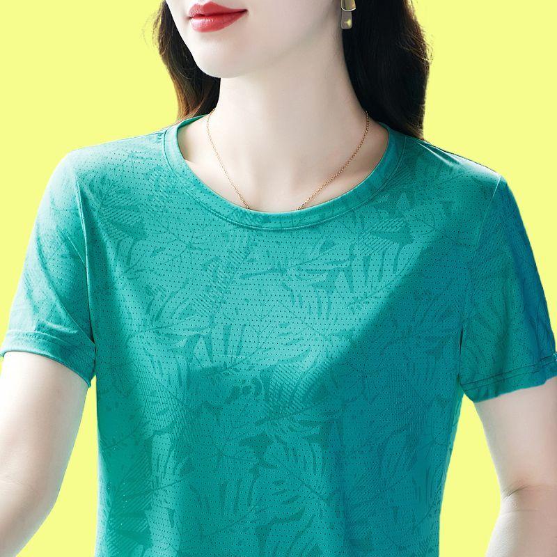 Letni T-shirt z krótkim rękawem z okrągłym dekoltem, nowy temperament, moda, luźny, z nadrukiem, damski, patchworkowy, wszechstronny, oddychający, cienki top