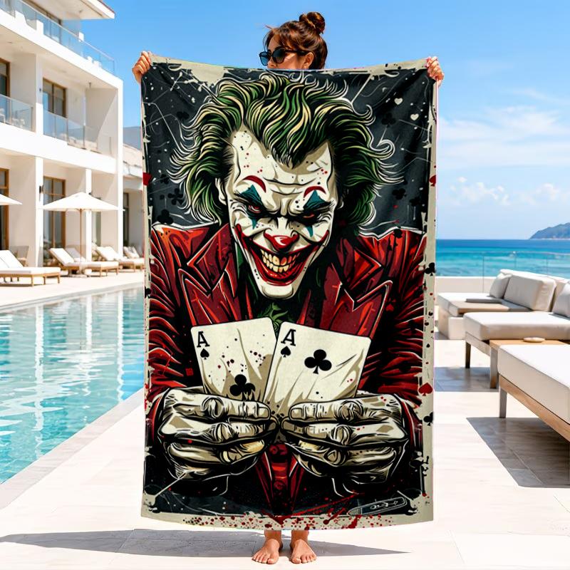 Cool Clown Pattern Beach Towel, Microfiber Beach Towel, Perfect For Pool, Beach, Travel, Home Decor Beach Party Fan Gifts