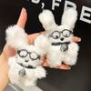 Glasses Dog Plush Keychain Cute Stylish Bag Hanging Decoration Car Key Pendant Trendy Adorable Plush Keychain
