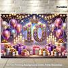 2D flach 10. Geburtstag Hintergrundbanner blinkend Nein. 10 rosa und goldene Ballons - Wand-Partydekoration Foto-Hintergrund
