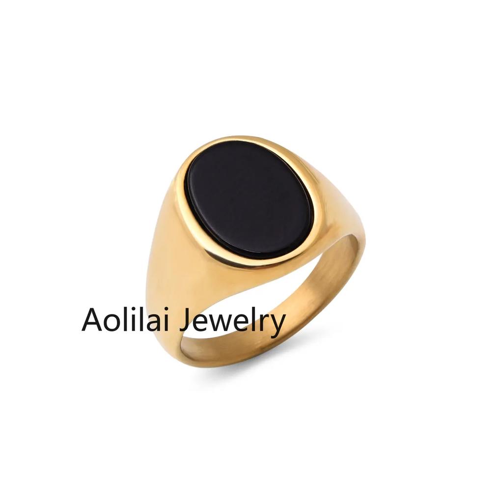 R3326 Men's/Women High Quality 316L Stainless Steel Onyx Rings