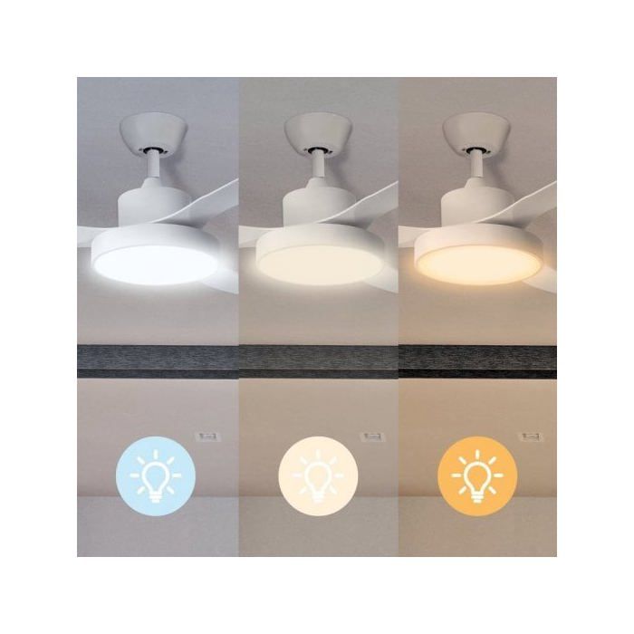 Ventilateur De Plafond - SPC - Conforto DC Lite 2 - Moteur DC 42W - Luminosité Réglable - Design Blanc