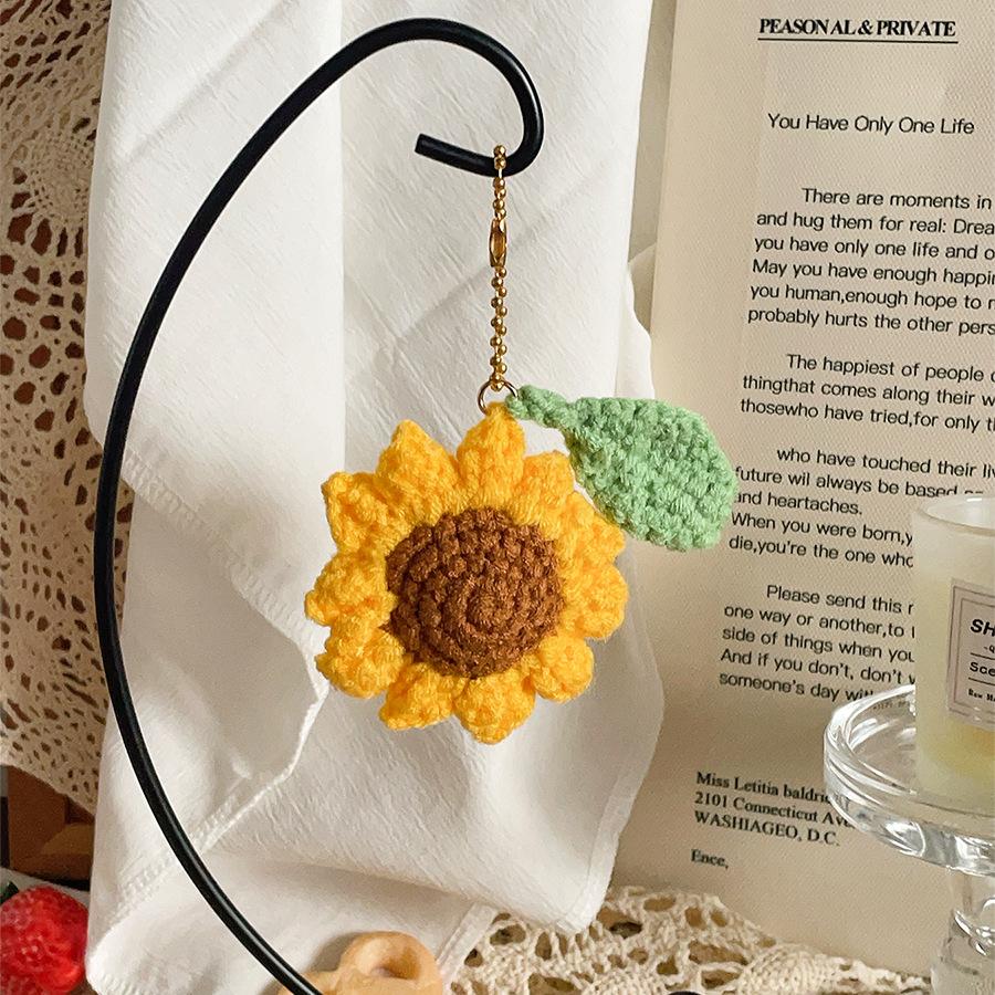 Kreativ Niedlich Erdnuss Sonnenblume Gestrickte Puppe Taschenanhänger Mädchen Herz Umhängetasche Accessoires Ornamente Geschenk