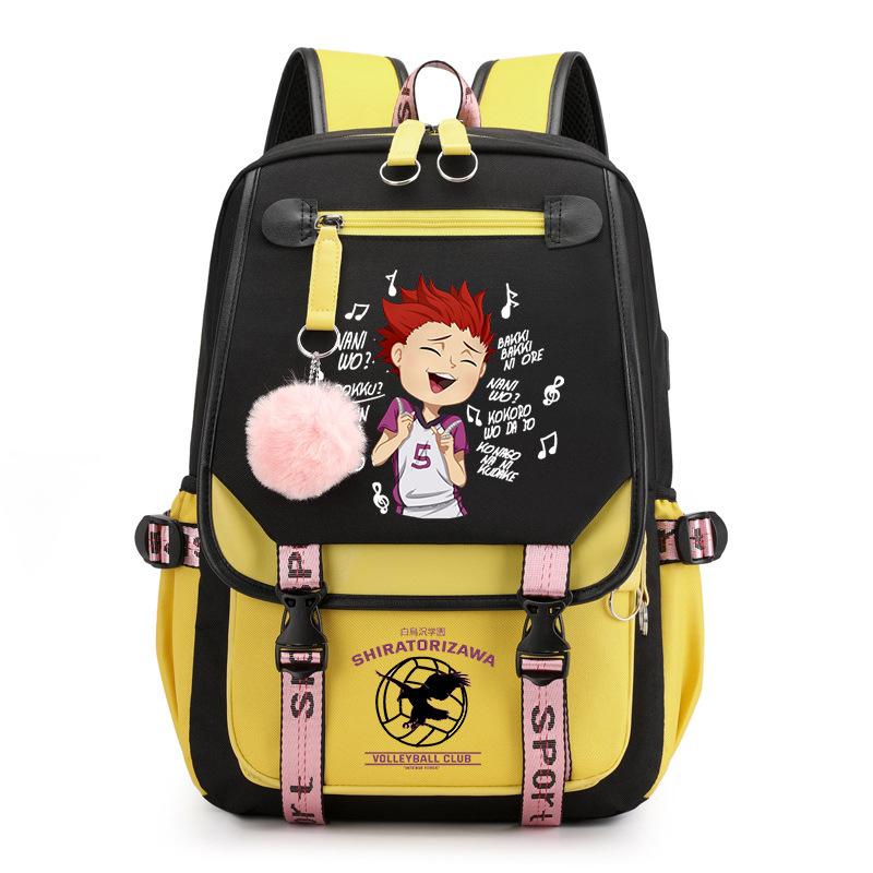 Anime volleyball teenager peripheral printing middle school student schoolbag outdoor large-capacity backpack