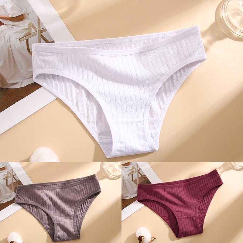 3ks/sada Kalhotky Bavlna Ženy Spodní prádlo Sexy spodky Pohodlné Dívčí kalhotky pro ženy Pruhované Bavlněné Intimní Spodní prádlo