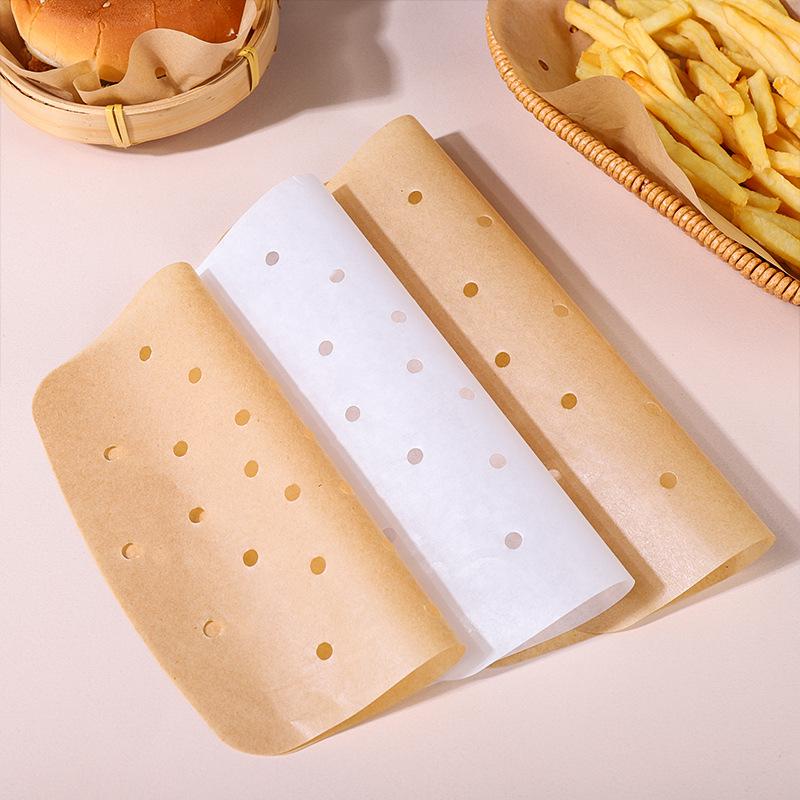 Square Oil-Absorbing Air Fryer Paper with Holes for Baking, Oven, and Steaming
