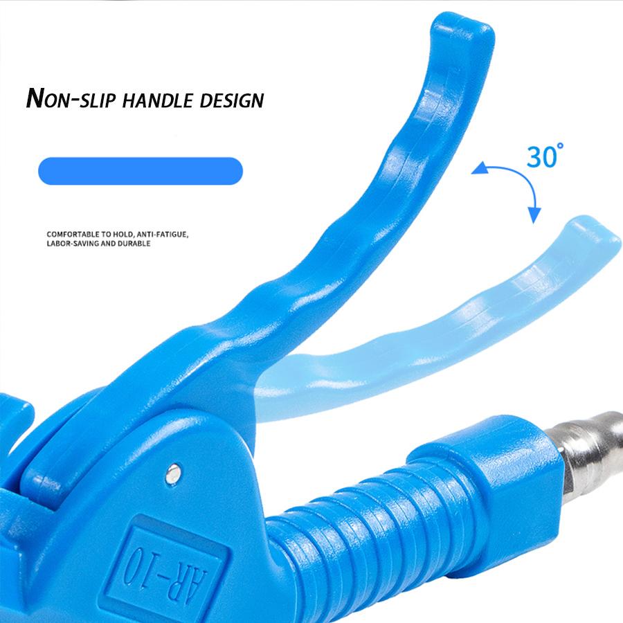 Air Blow Gun with 4" and 10.2" Long Angled Nozzle, Long Reach Industrial Air Blow Gun, Pneumatic Air Compressor Cleaning Tool
