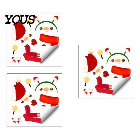 Indoor Outdoor Winter Ornaments Christmas Snowman Static Glass Stickers, Simple Window Clings, Waterproof PVC Clings Holiday Covering for Home