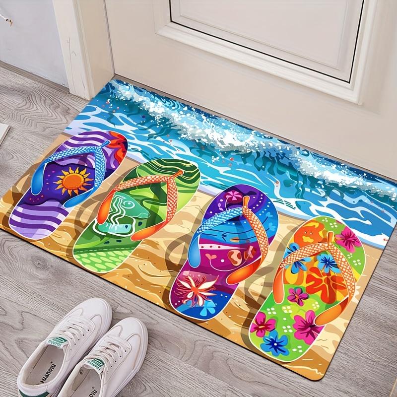 1pc Scorching Summer Beach Slippers, Soft And Thick Bathroom Mat, Kitchen Mat, Living Room Carpet, Bedroom Carpet, Indoor Doormat, Machine Washable
