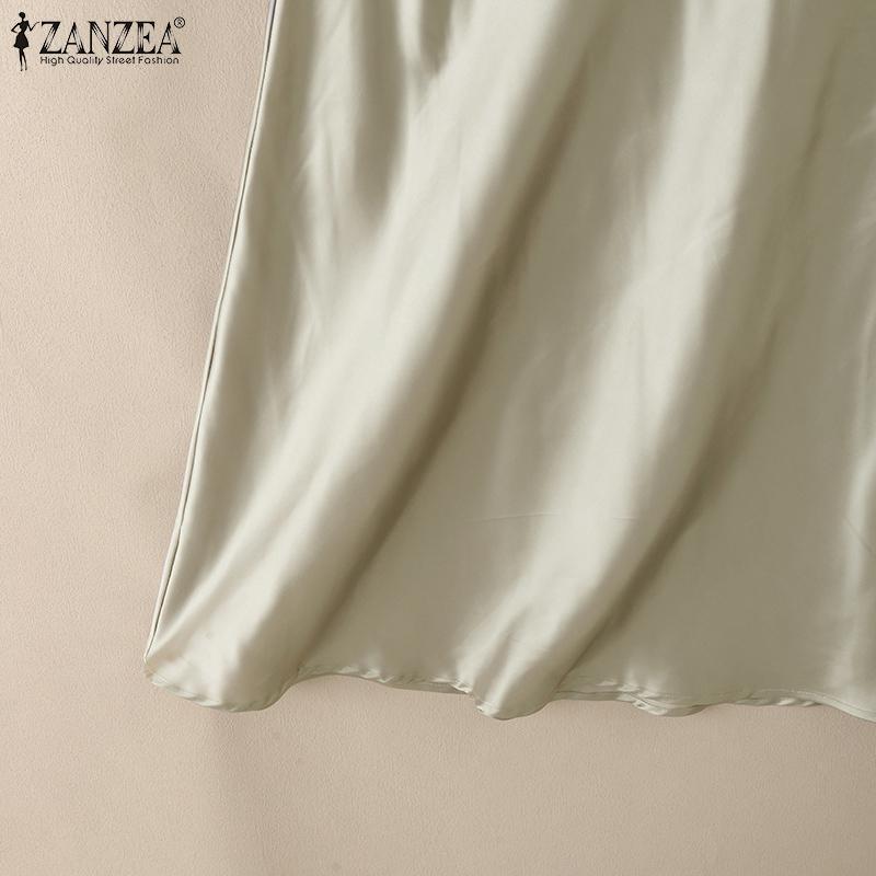 ZANZEA Women Solid Color Casual Side Zipper Long Skirts