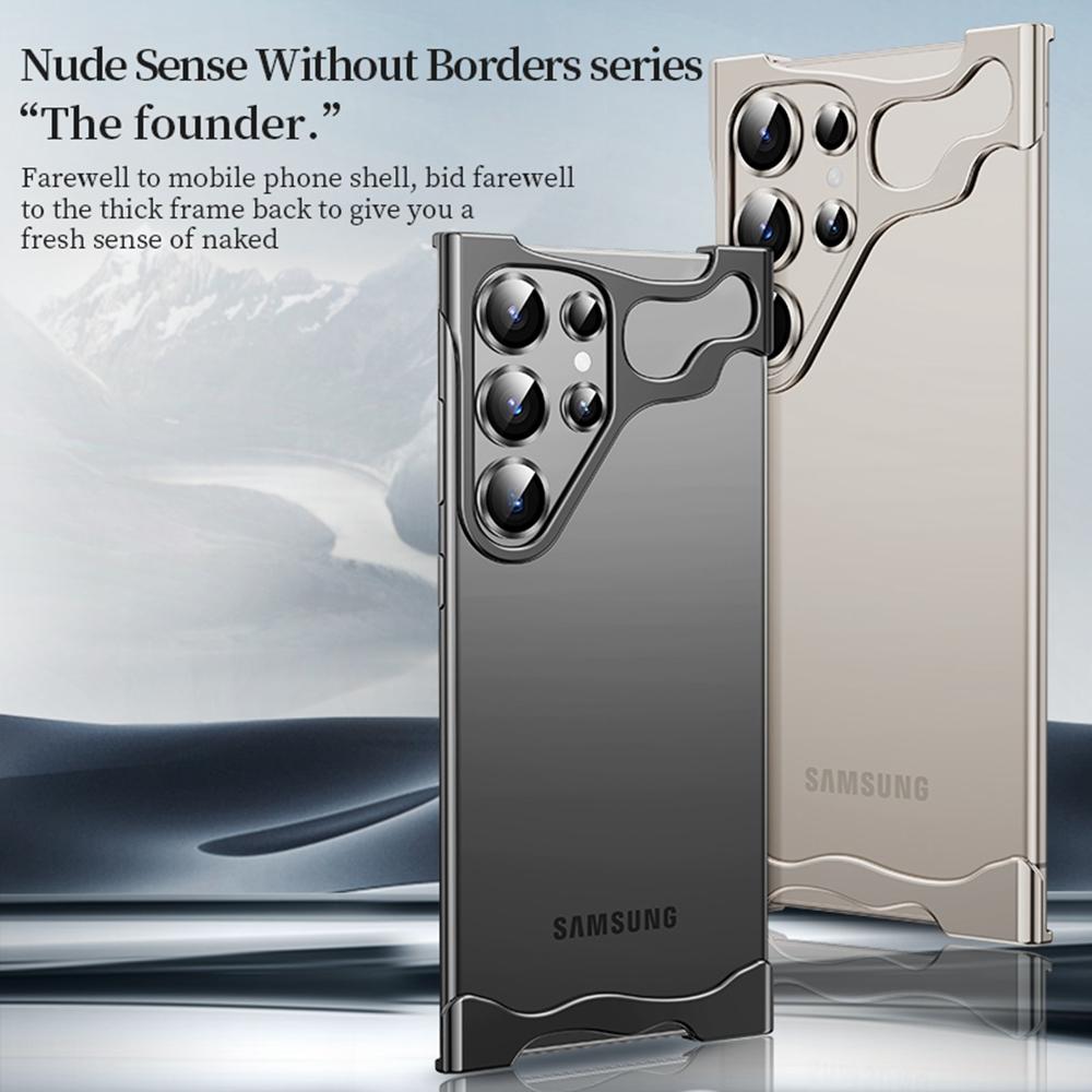

For Samsung Galaxy S25 Ultra Bumper Case Metal Frameless Shockproof Cover with Camera Lens Protector Black