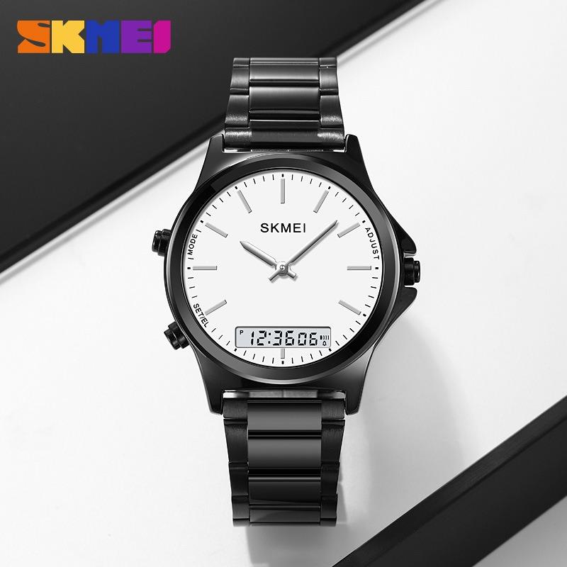 Outdoor Multi-function Timing Alarm Steel Belt Male and Female Dual Display Waterproof Advanced Electronic Watch