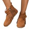 Large size rivet tassel metal buckle with short tube cigarette boots women's autumn and winter new flat bottom warm women's boots
