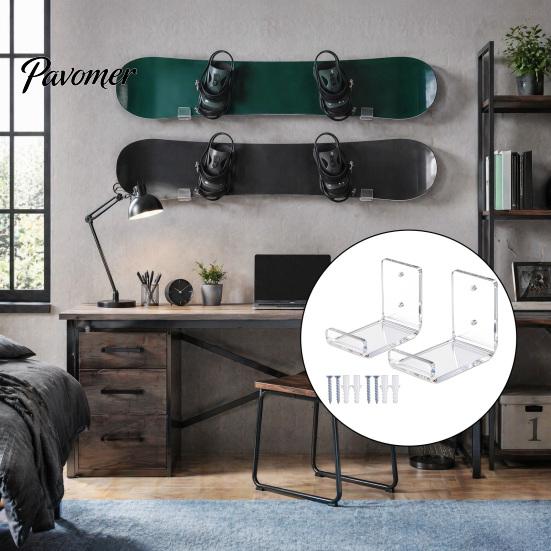 Platzsparendes Wandregal Acryl-Skateboardhalterung, Horizontale Snowboard-Displayhalterung, Transparenter Sportgeräte Robuster Longboard-Halter,