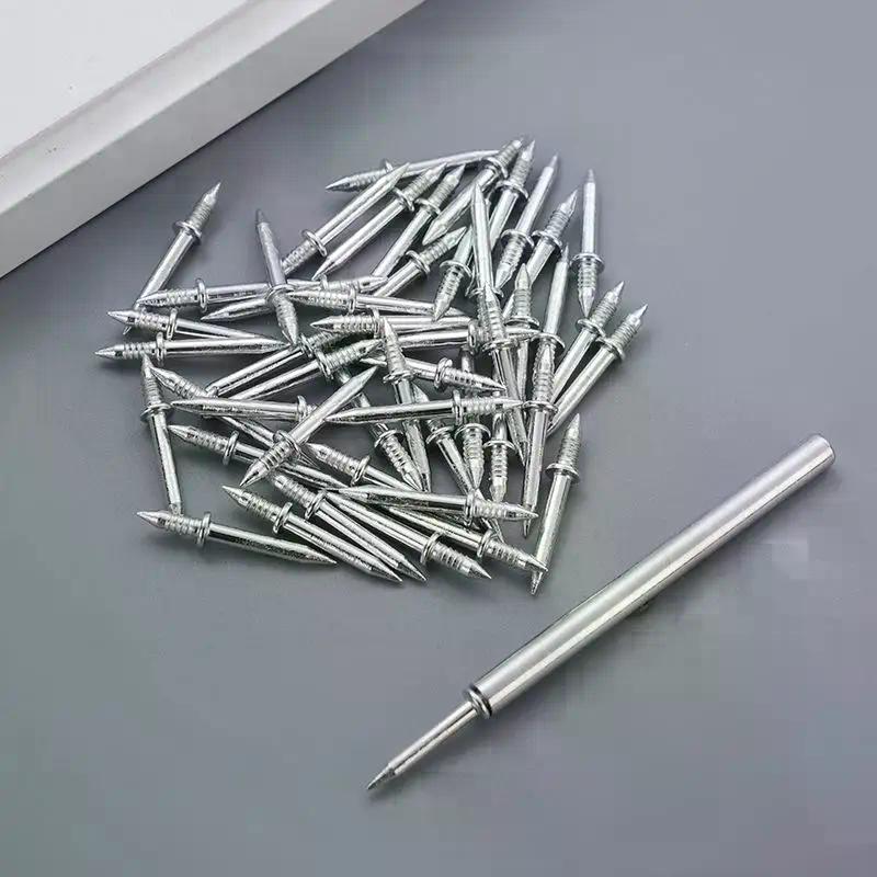 50/100pcs Pcs Double Head Nails Seamless Nails Skirting Thread Seamless Nail Without Marks Metal Rust-Proof Nails Wood No Trace