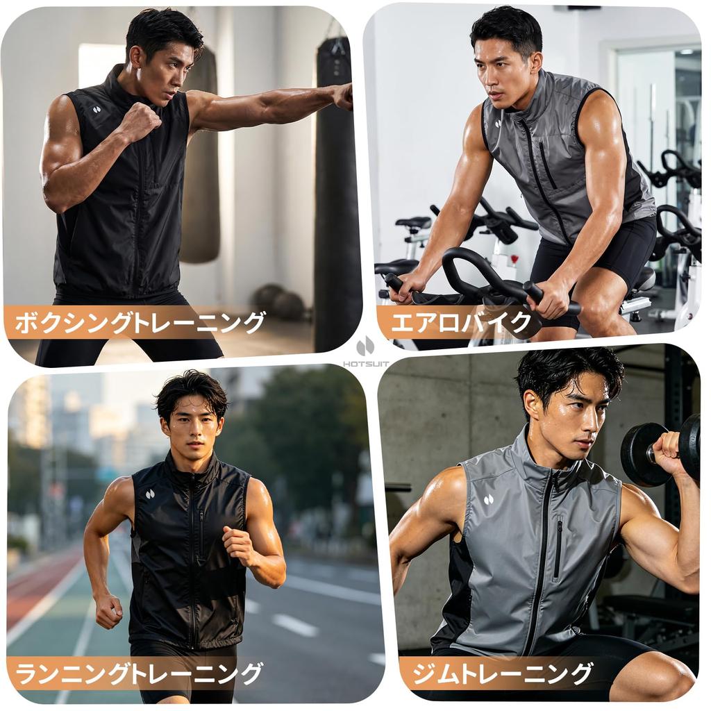 [HOTSUIT] Sweat-Inducing Vest Sauna Suit for Men and Women, Sleeveless, 5x Sweat-Increasing Efficiency, Compression Training Wear, Windproof, Water-Re