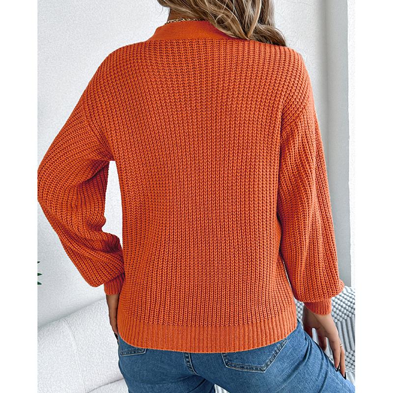 Sweater Women V-Neck Knitted Streetwear Autumn Winter Vintage Clothing White Casual Long Sleeve Sweater