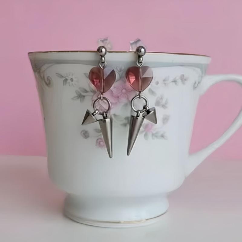 Elegant Cone Studs Earrings Featuring Delicate Heart Design Perfect for Fashion Forward Women and Trendsetters