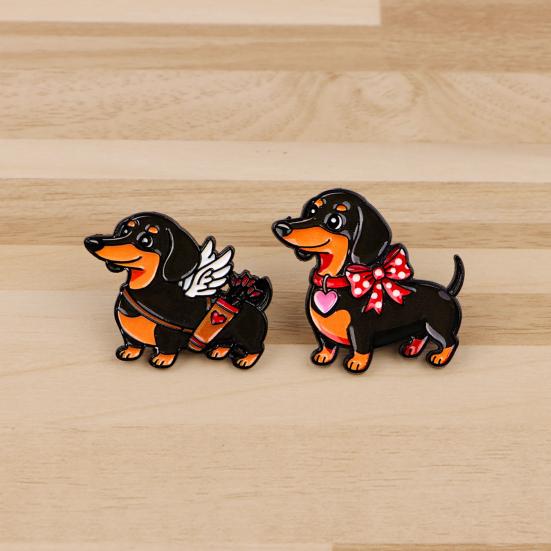 Decorative Brooch Enamel Dachshund Design Zinc Alloy Lapel Pin Sweater Dress Suit Lapel Badge Versatile Outfit