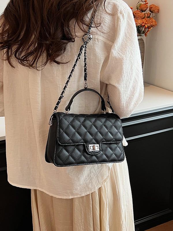 2024 Women's Fashion Diamond Pattern Chain Crossbody Bag - High-End Small Square Handbag